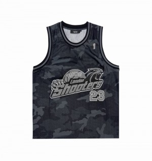 Black Camo Trapstar Shooters SS23 Basketball Vest Men's T Shirts | ACKUFM-421