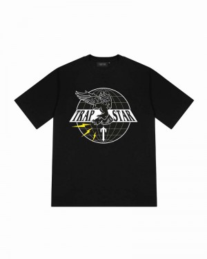 Black Trapstar Airforce Irongate T Tee Men's T Shirts | UAQNFJ-728