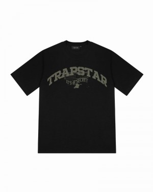 Black Trapstar Battalion Men's T Shirts | JQZGWY-704