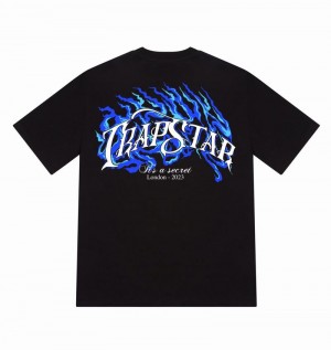 Black Trapstar Chrome Flame SS23 Tee Men's T Shirts | WHTZYU-578