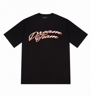 Black Trapstar Dream Team Tee Men's T Shirts | DMLYPO-875