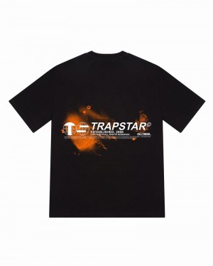 Black Trapstar Global Distribution Tee Men's T Shirts | UEMTYN-761