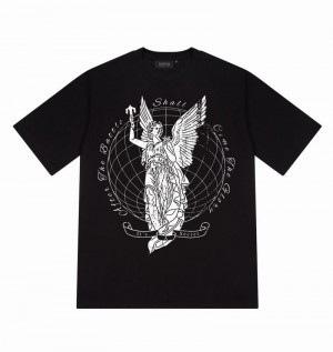 Black Trapstar Global Triumph Tee Men's T Shirts | XAZMYS-205