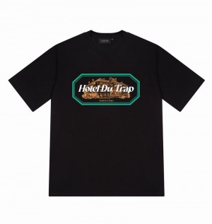 Black Trapstar Hotel Du Trap Tee Men's T Shirts | EXPSTB-918