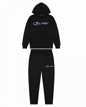 Black Trapstar Hyperdrive Midnight Chrome Hooded Men's Tracksuits | ZMIRJW-281