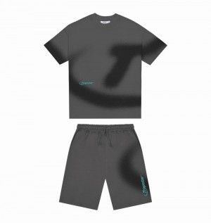 Black Trapstar Hyperdrive Spray Short Men's Sets | SOTBGY-236