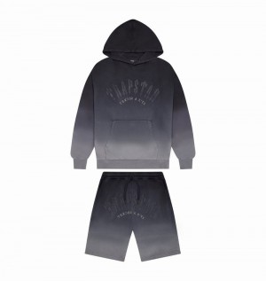 Black Trapstar Irongate Arch Chenille Hoodie Men's Tracksuits | AHWRIY-340