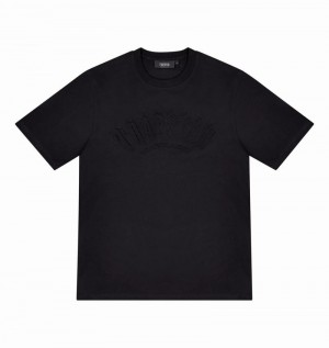 Black Trapstar Irongate Arch Embossed Tee Men's T Shirts | PZEGIR-450