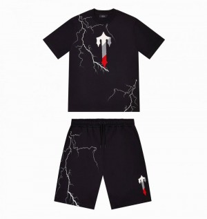 Black Trapstar Irongate T Lightning Shorts Men's Sets | KPBWVO-015