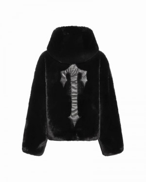 Black Trapstar Irongate T Oversized Fur Coat Women's Jackets | BKHXSV-279