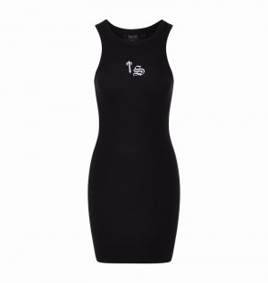 Black Trapstar Script Racer Women's Dress | BZINPE-103