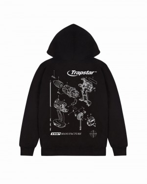 Black Trapstar TRP Manufacture Men's Hoodie | EOBMQH-048