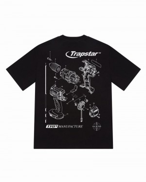 Black Trapstar TRP Manufacture Tee Men's T Shirts | AWOXEB-081