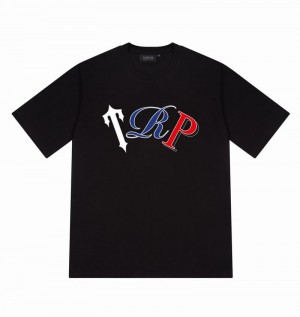 Black Trapstar TRP Tee Men's T Shirts | VREZOS-597