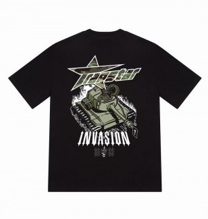 Black Trapstar Trap Invasion Tee Men's T Shirts | BFVDET-457