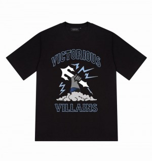 Black Trapstar Victorious Villains Tee Men's T Shirts | QCLOHI-718