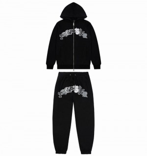 Black Trapstar Wildcard Chenille Hoodie Men's Tracksuits | KLVHSP-792