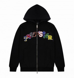 Black Trapstar Wildcard Zip Men's Hoodie | DZFKWL-976