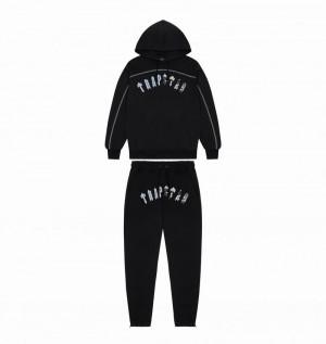 Black / Blue Camo Trapstar Irongate Chenille Arch Hooded Men's Tracksuits | VOIUJZ-072