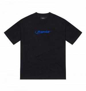 Black / Blue Trapstar Hyperdrive Embroidered Tee Men's T Shirts | ZIQYGS-482