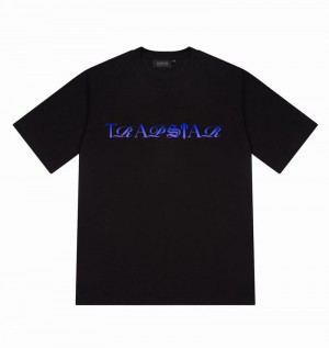 Black / Blue Trapstar Script Fade Tee Men's T Shirts | TNSWMA-725