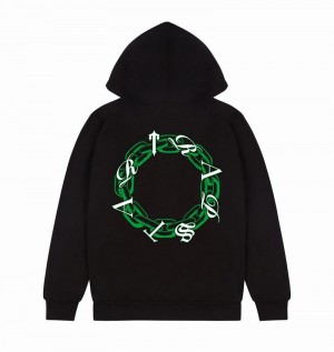 Black / Green Trapstar Chain Script Men's Hoodie | LBSIFH-480