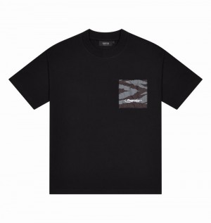 Black / Grey Camo Trapstar Hyperdrive Pocket Tee Men's T Shirts | QMNGVT-780