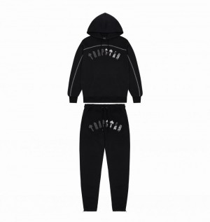 Black / Grey Camo Trapstar Irongate Chenille Arch Hooded Men's Tracksuits | BZMAVY-042