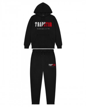 Black / Red Trapstar Decoded Chenille Hooded Men's Tracksuits | KEXPYZ-023