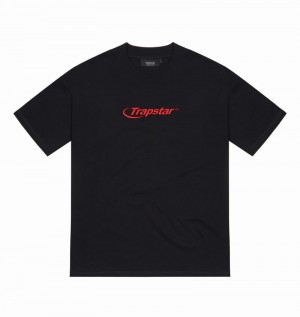 Black / Red Trapstar Hyperdrive Embroidered Tee Men's T Shirts | HUPYNC-328