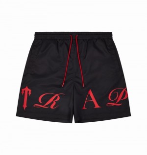 Black / Red Trapstar Script Swimming Shorts Men's Sets | DMYTUW-251