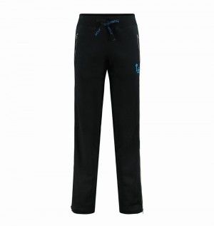 Black / Turquoise Trapstar Script Zip Leg Jogging Women's Pants | RUMWXZ-461