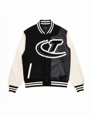 Black / White Trapstar Hyperdrive T Chenille Varsity Men's Jackets | DZGAYR-304