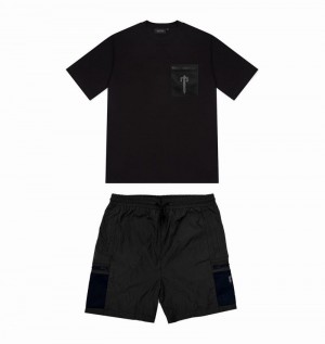 Black / White Trapstar Irongate Mesh Pocket Short Men's Sets | IAFBYJ-854