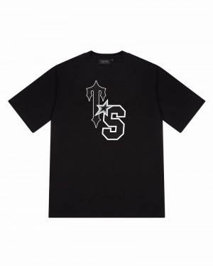 Black / White Trapstar TS-Star Tee Men's T Shirts | YHJGRX-074