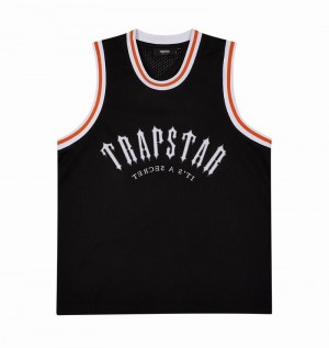 Black / White / Orange Trapstar Irongate Arch Basketball Vest Men's T Shirts | LNCUJY-431