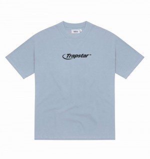 Blue Trapstar Hyperdrive Embroidered Tee Men's T Shirts | DOHVAQ-612