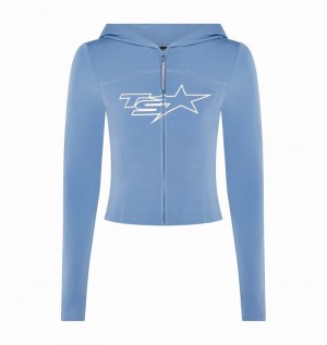 Blue Trapstar TS-Star Zip Top Women's Hoodie | OPDXCF-901