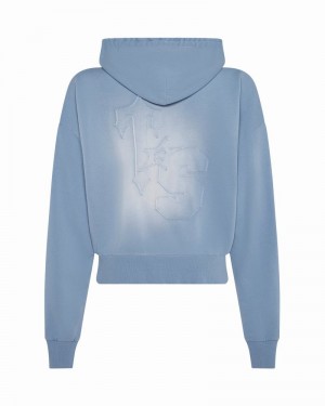 Blue Wash Trapstar TS Star Applique Women's Hoodie | EKAPQJ-043