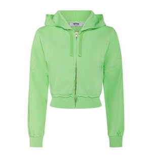 Green Trapstar Irongate Cropped Batwing Zip Hoodie Women's Tracksuits | IRDFOV-623