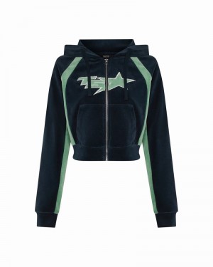 Green Trapstar TS-Star Velour Women's Hoodie | BSNOYD-248