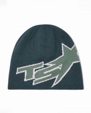 Green Trapstar TS Star Men's Beanie | WAMEKB-052