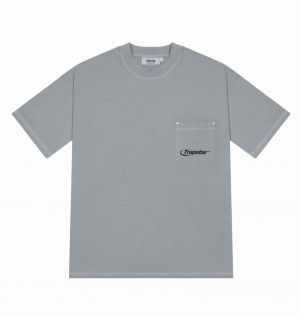 Grey Trapstar Hyperdrive Reinforced Rivet Men's T Shirts | FOJGCQ-841