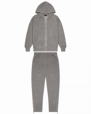 Grey Trapstar Irongate Patchwork Zip Hoodie Men's Tracksuits | LSKENJ-043