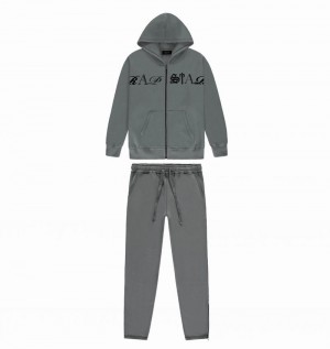 Grey Trapstar Script Zip Hoodie Men's Tracksuits | FDAXUE-081