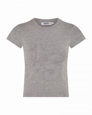 Grey Trapstar TS-Star Applique Baby Tee Women's T Shirts | UKMWFL-271