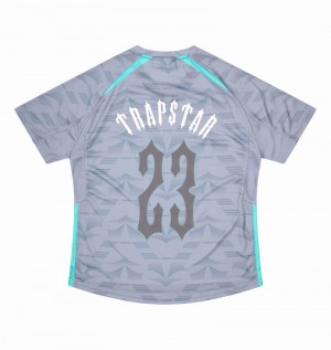 Grey / Blue Trapstar Irongate Football Jersey Men's T Shirts | UOIWZC-571