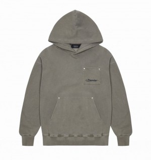 Khaki Trapstar Hyperdrive Rivet Pocket Men's Hoodie | HBKINA-802