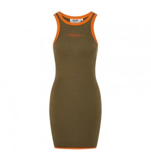 Khaki / Orange Trapstar Contrast Racer Women's Dress | MJUNEX-372