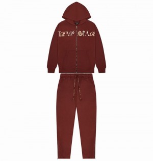 Red Trapstar Script Zip Through Hoodie Men's Tracksuits | VHNBGQ-987